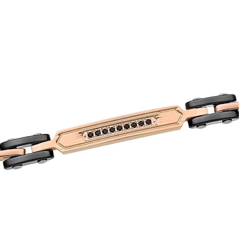 Bracciale Uomo Acciaio Zancan PDV nero e Rosè con Zirconi Neri EHB130